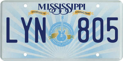 MS license plate LYN805