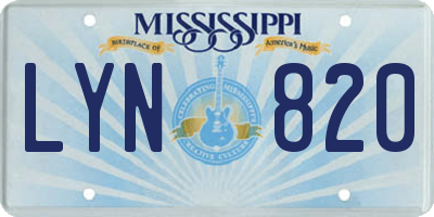 MS license plate LYN820