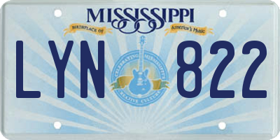 MS license plate LYN822