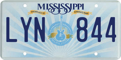 MS license plate LYN844