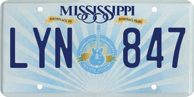 MS license plate LYN847