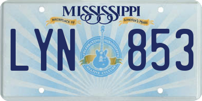 MS license plate LYN853