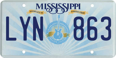 MS license plate LYN863