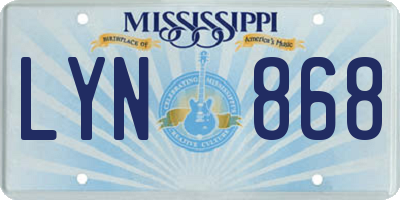 MS license plate LYN868