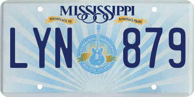 MS license plate LYN879