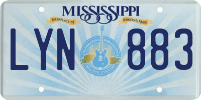 MS license plate LYN883