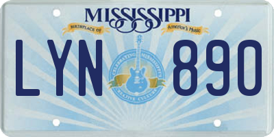 MS license plate LYN890