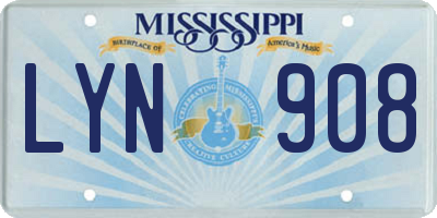 MS license plate LYN908