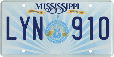 MS license plate LYN910