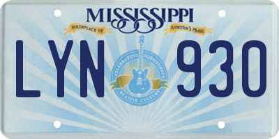 MS license plate LYN930