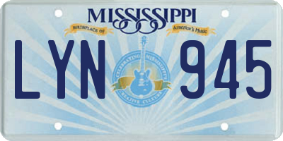 MS license plate LYN945