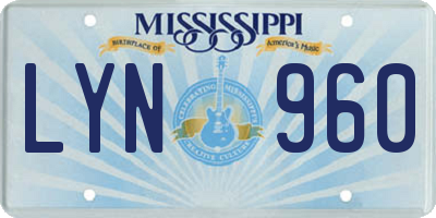 MS license plate LYN960