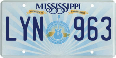 MS license plate LYN963