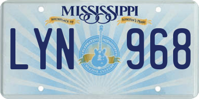 MS license plate LYN968