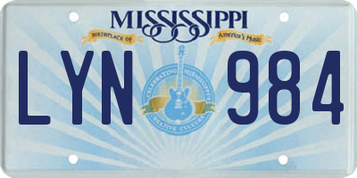 MS license plate LYN984