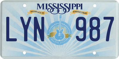 MS license plate LYN987