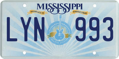 MS license plate LYN993
