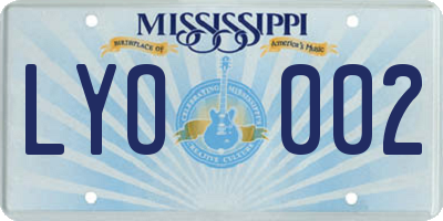 MS license plate LYO002