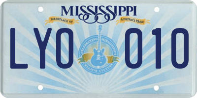 MS license plate LYO010