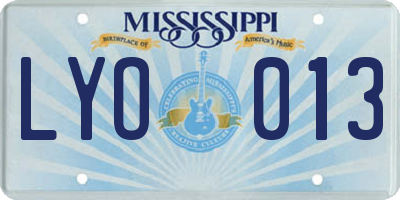 MS license plate LYO013