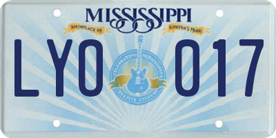 MS license plate LYO017