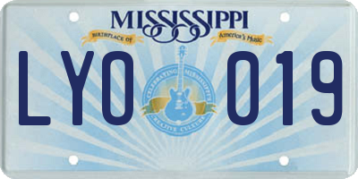 MS license plate LYO019