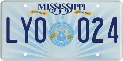 MS license plate LYO024