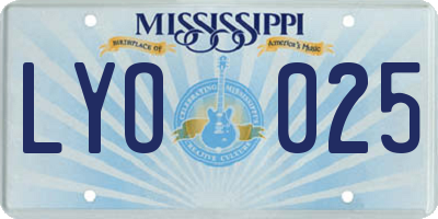 MS license plate LYO025
