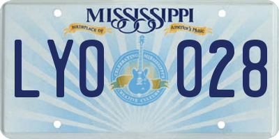MS license plate LYO028