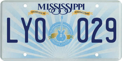 MS license plate LYO029