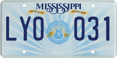 MS license plate LYO031