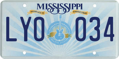 MS license plate LYO034