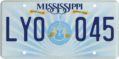 MS license plate LYO045