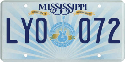 MS license plate LYO072