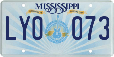 MS license plate LYO073