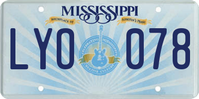 MS license plate LYO078