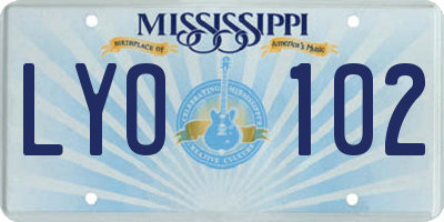 MS license plate LYO102