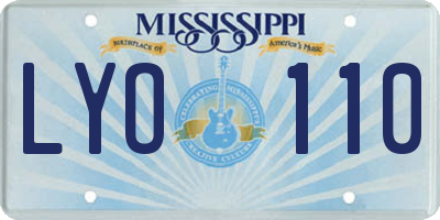 MS license plate LYO110
