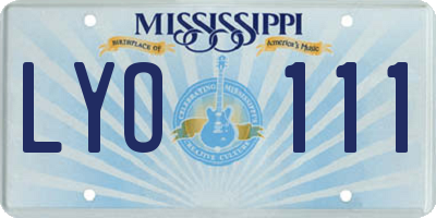 MS license plate LYO111