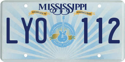 MS license plate LYO112