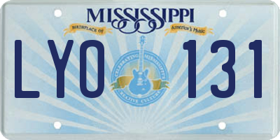MS license plate LYO131