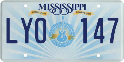 MS license plate LYO147