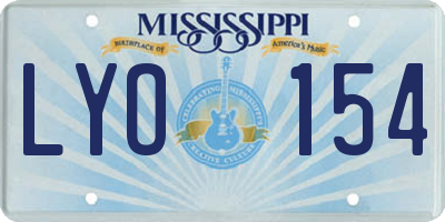 MS license plate LYO154