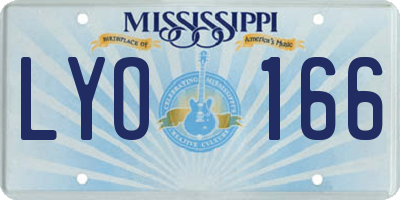 MS license plate LYO166