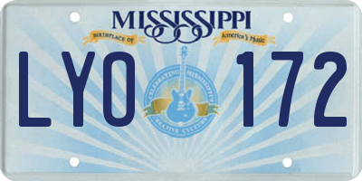 MS license plate LYO172