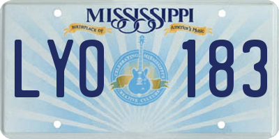 MS license plate LYO183