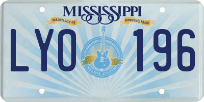 MS license plate LYO196