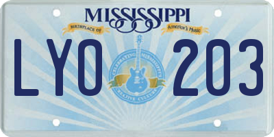 MS license plate LYO203