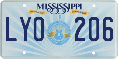 MS license plate LYO206