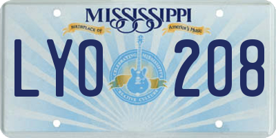 MS license plate LYO208